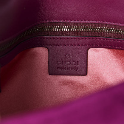 Gucci Velvet Matelasse Embroidered Small GG Marmont Shoulder Bag Fuchsia Violet Cyclamen 8 of 10