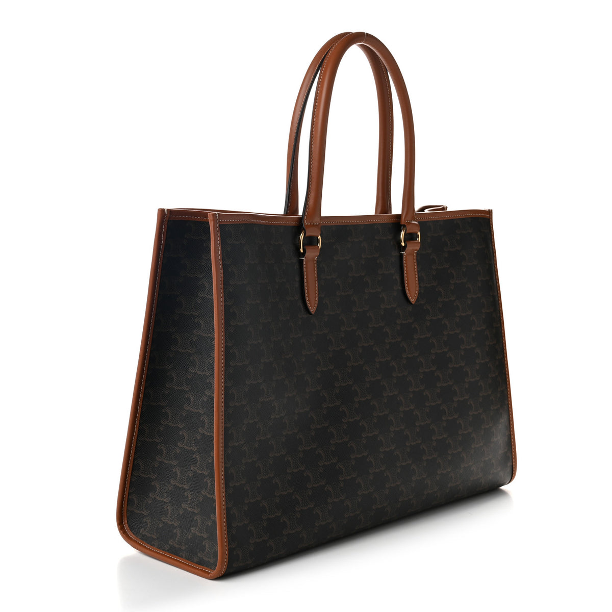 Triomphe Canvas Calfskin Horizontal Cabas Tan
