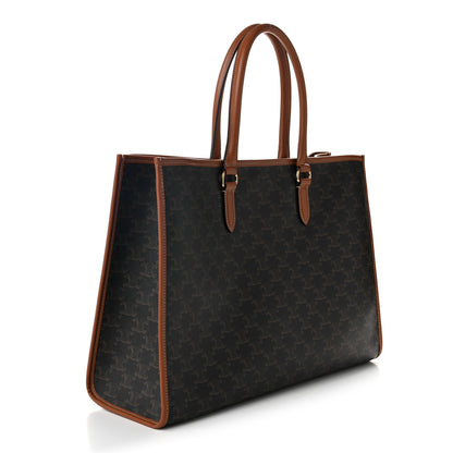 Celine Triomphe Canvas Calfskin Horizontal Cabas Tan 3 of 11