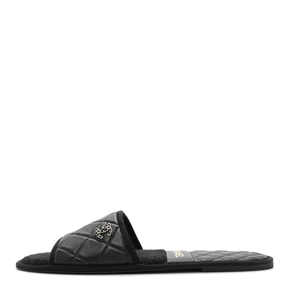 Chanel Lambskin CC Flat Mules XL Black 1 of 8