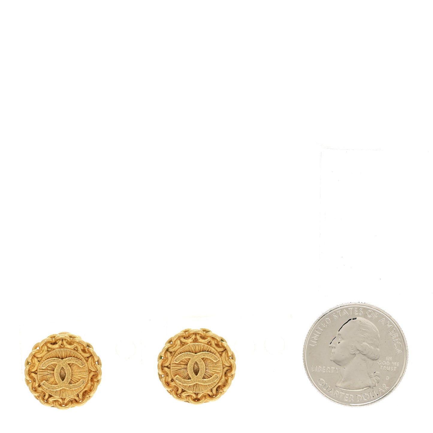 Round CC Clip On Earrings Gold