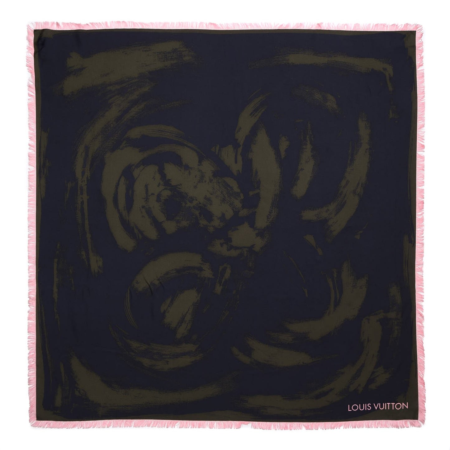 Silk Arty Flower Scarf Green Pink