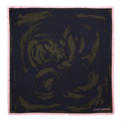 Louis Vuitton Silk Arty Flower Scarf Green Pink 1 of 5