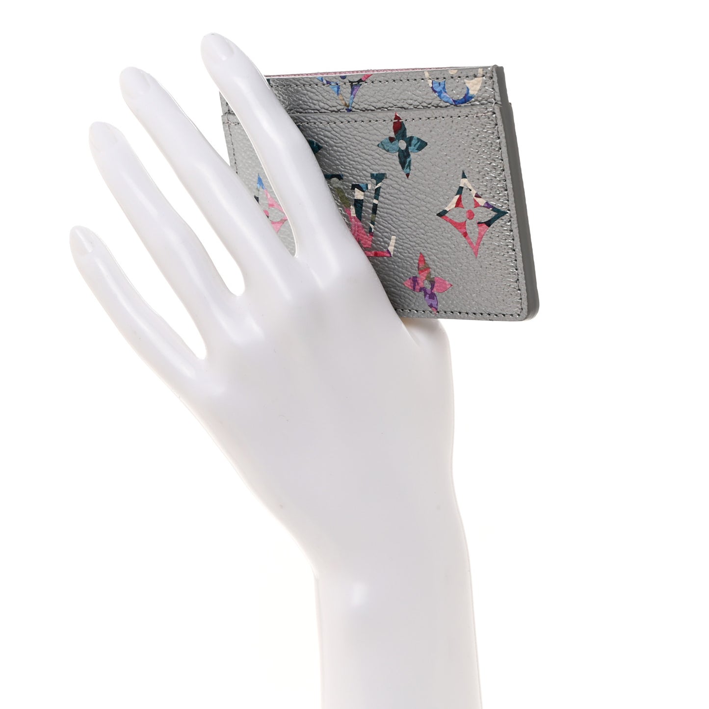 Metallic Monogram LV Garden Card Holder Silver