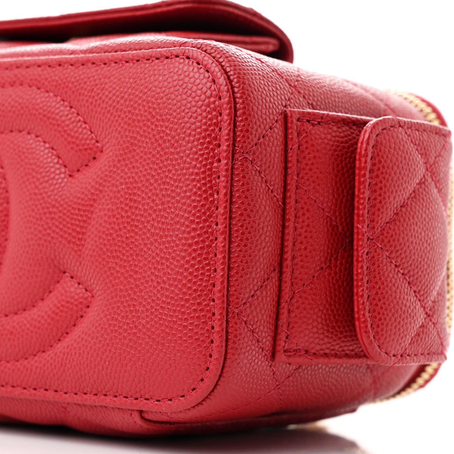 Chanel Caviar Quilted Polly Pocket East West Top Vanity With Chain Red 10 of 10