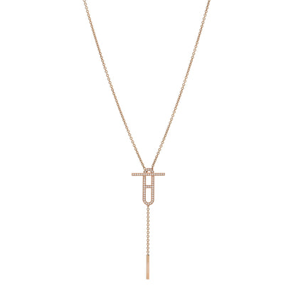Hermes 18K Rose Gold Diamond PM Ever Chaine D'Ancre Necklace ST 1 of 5