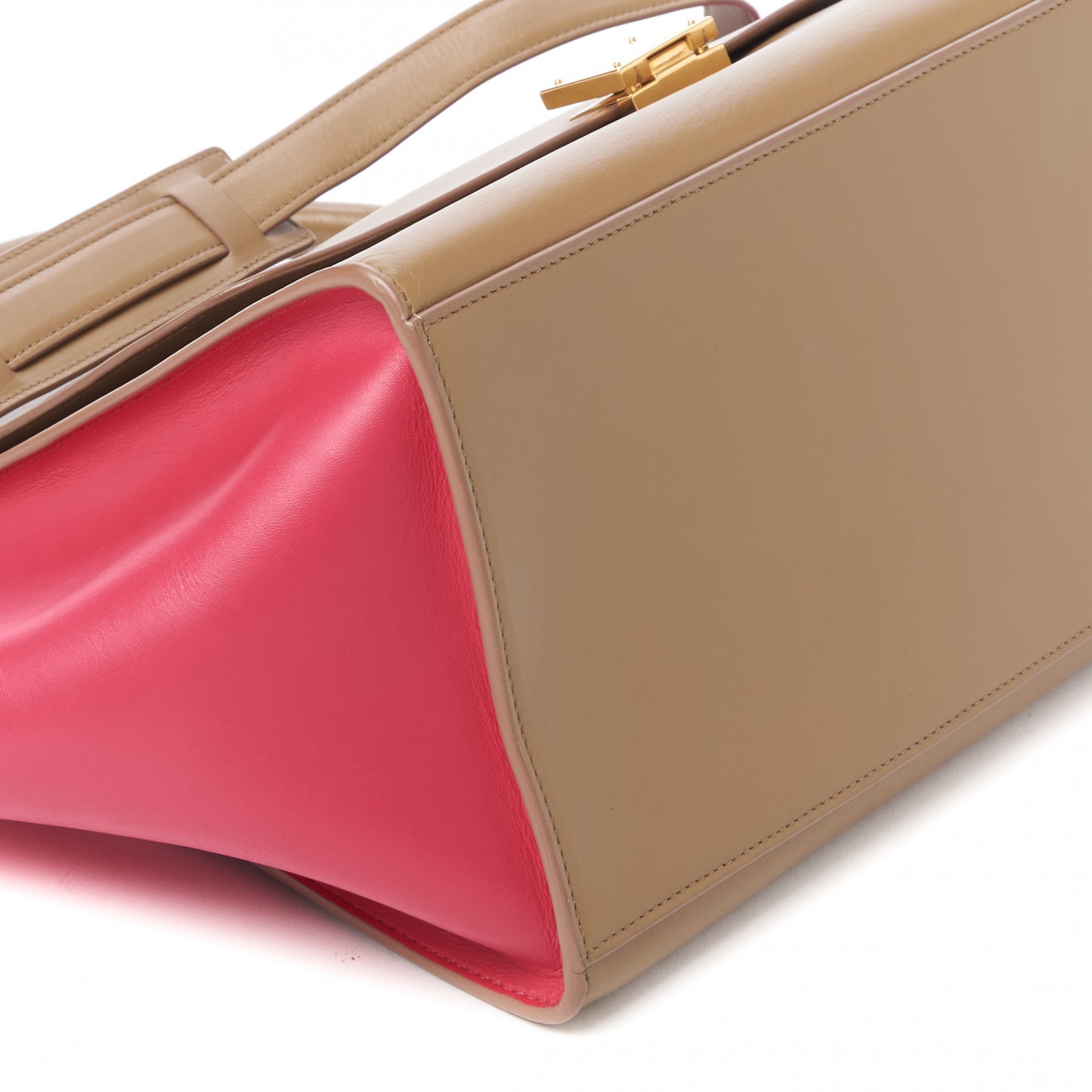 Smooth Calfskin Medium Tri-Color Trapeze Taupe Fuchsia