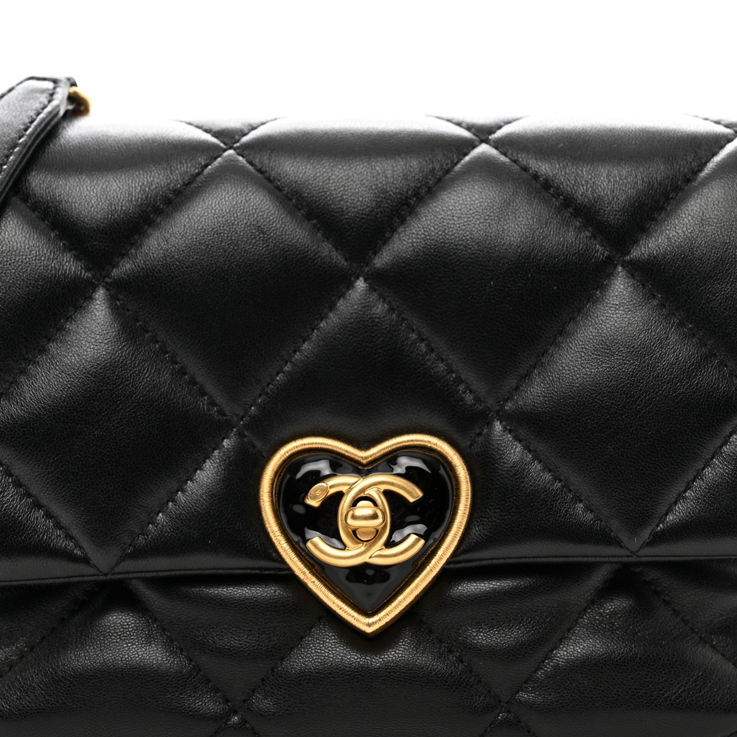 Chanel Lambskin Plexiglass Quilted Coco Love Flap Black 5 of 10
