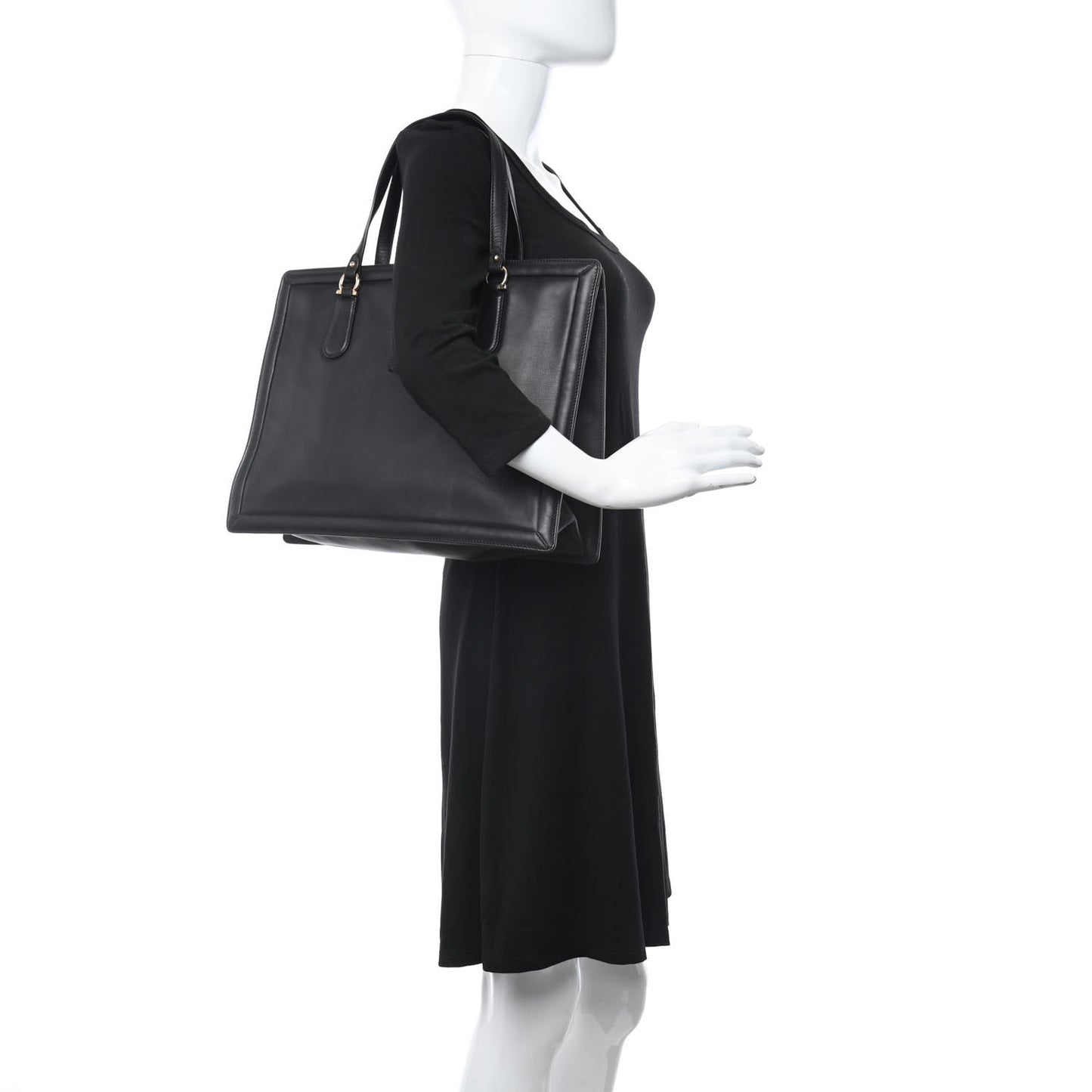 Calfskin Gancini Tote Black