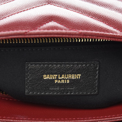 Saint Laurent Grain de Poudre Matelasse Chevron Medium Tribeca Shopping Bag Garnet 6 of 10