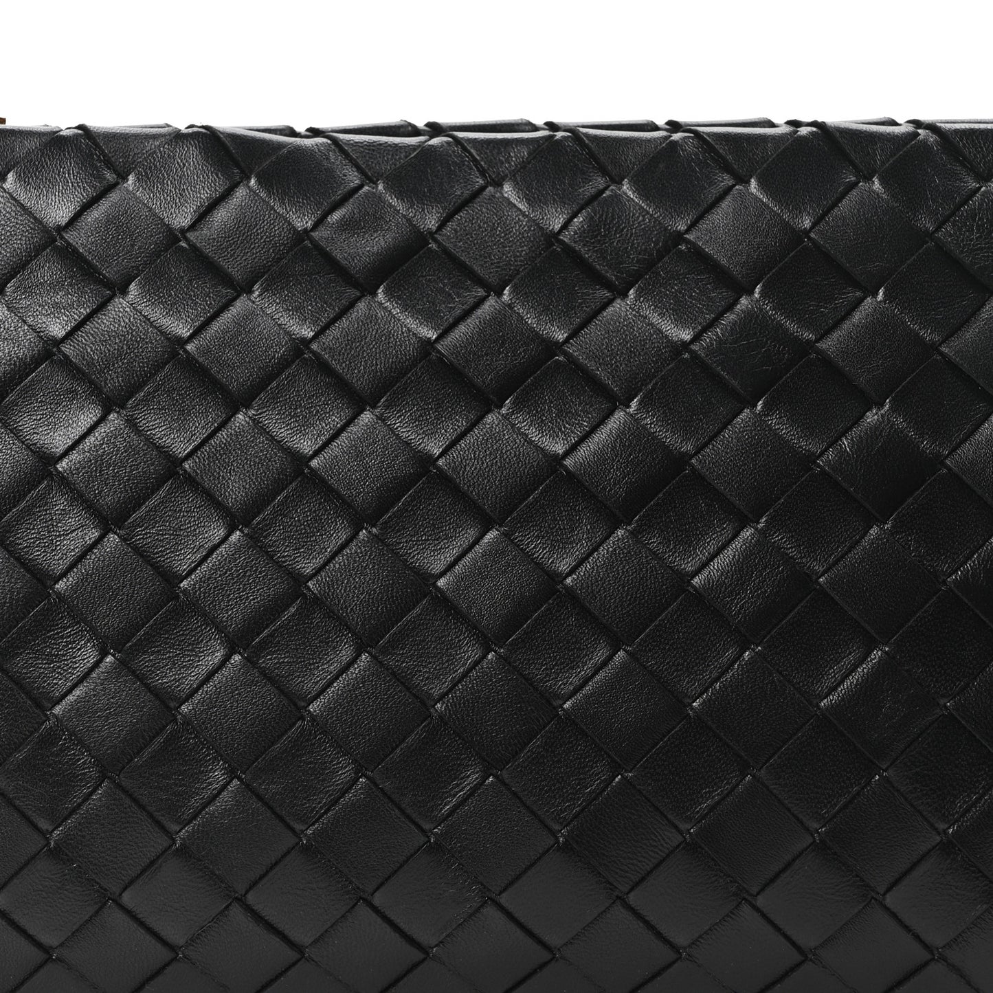 Nappa Intrecciato Medium Flat Zip Pouch Black