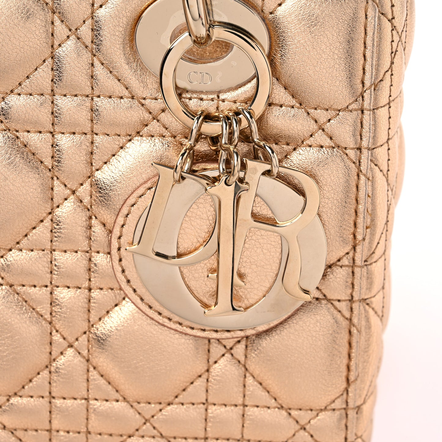 Metallic Calfskin Cannage Small My ABCDior Lady Dior Gold
