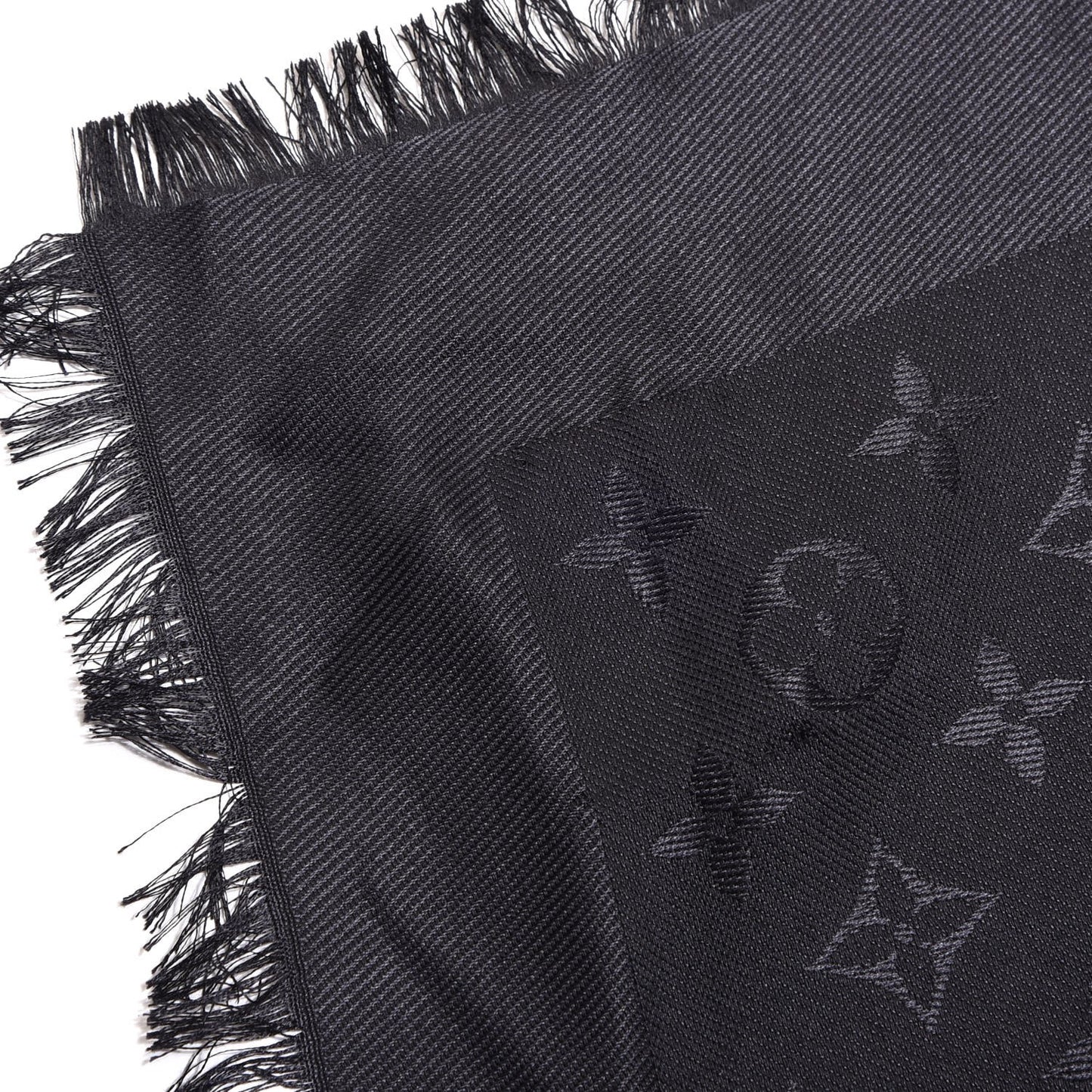 Silk Wool Monogram Shawl Black