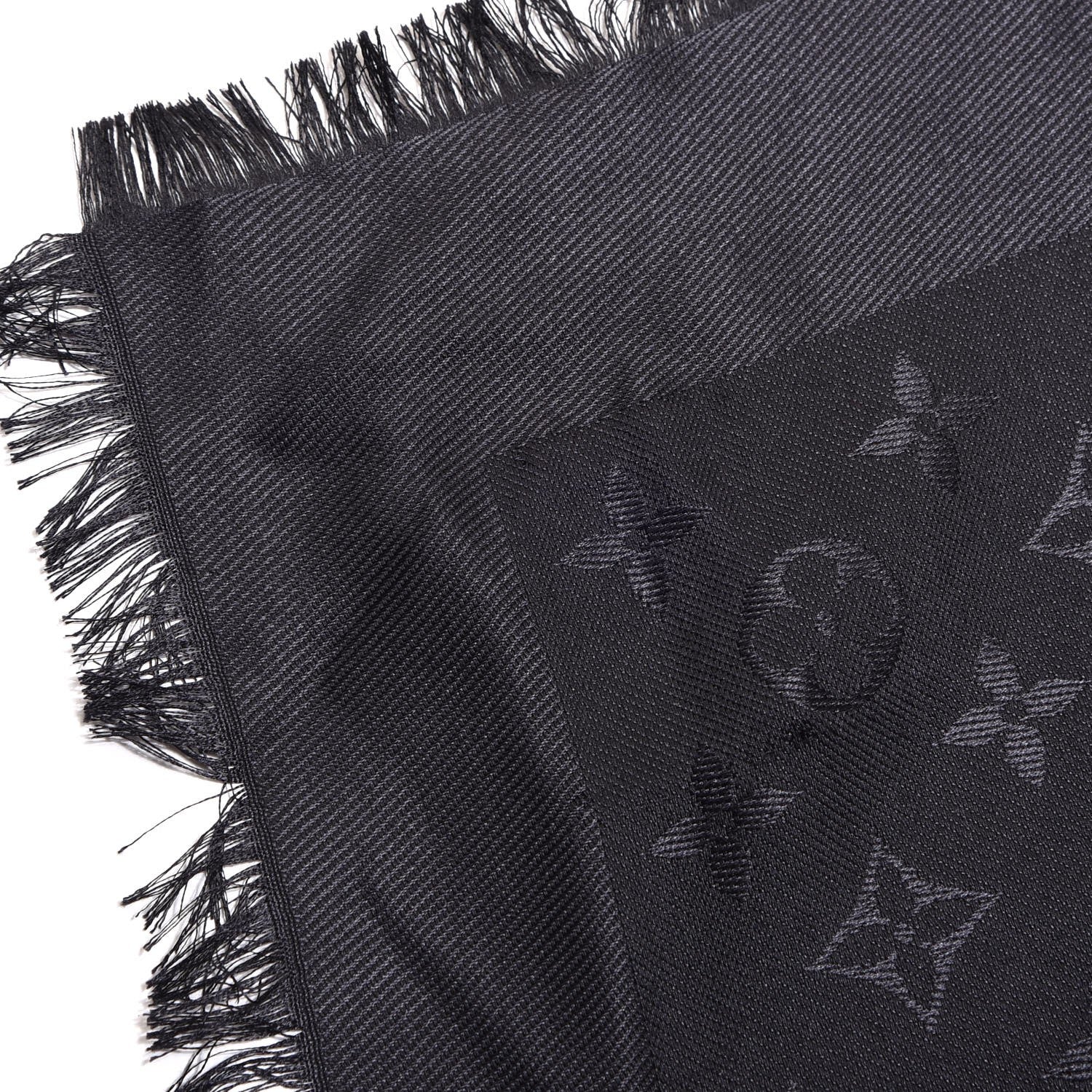 Louis Vuitton Silk Wool Monogram Shawl Black 7 of 7