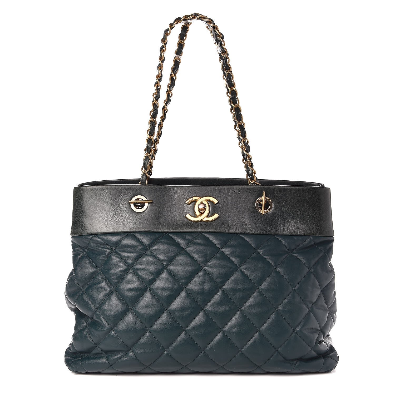 Chanel Calfskin Quilted Large Soft Elegance Tote Green 1 of 12
