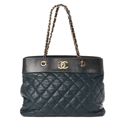 Chanel Calfskin Quilted Large Soft Elegance Tote Green 1 of 12