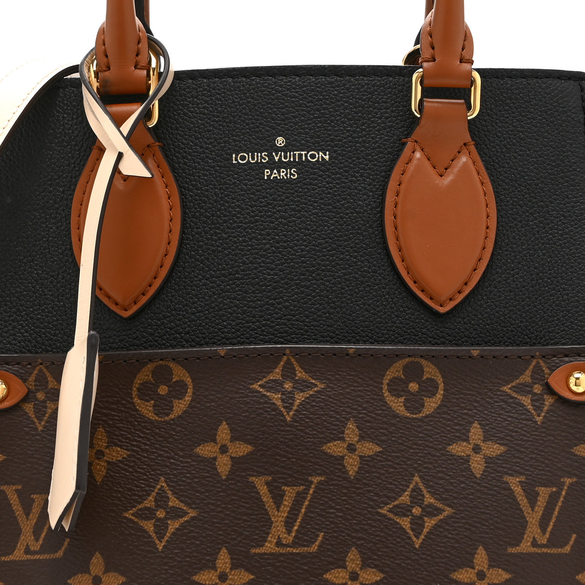 Louis Vuitton Calfskin Monogram Fold Tote MM Black Wine Cream 8 of 10