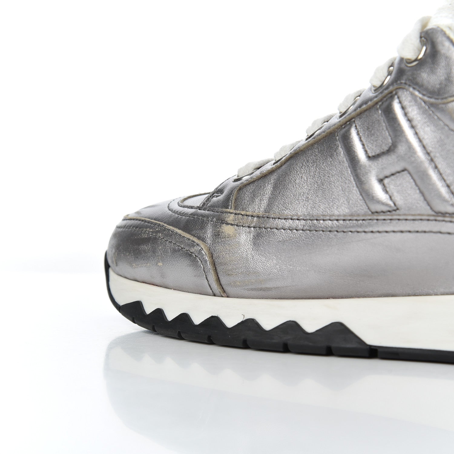 Hermes Metallic Nappa Womens Trail Sneakers 37 Gris Argente 12 of 22