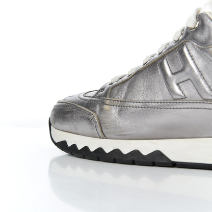 Hermes Metallic Nappa Womens Trail Sneakers 37 Gris Argente 12 of 22