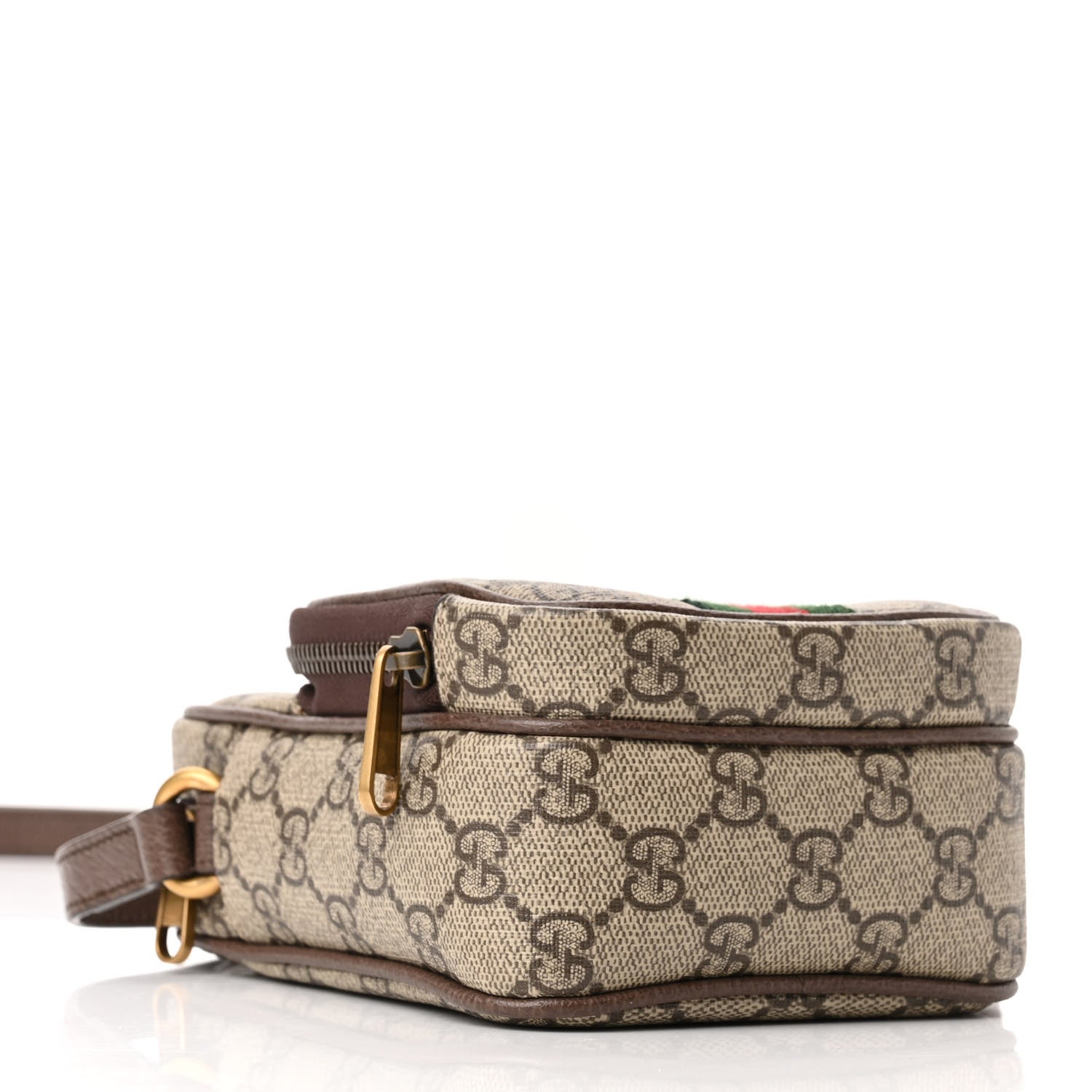 Gucci GG Supreme Monogram Web Mini Ophidia Double Zip Messenger Bag Beige New Acero 4 of 10