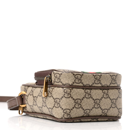 Gucci GG Supreme Monogram Web Mini Ophidia Double Zip Messenger Bag Beige New Acero 4 of 10