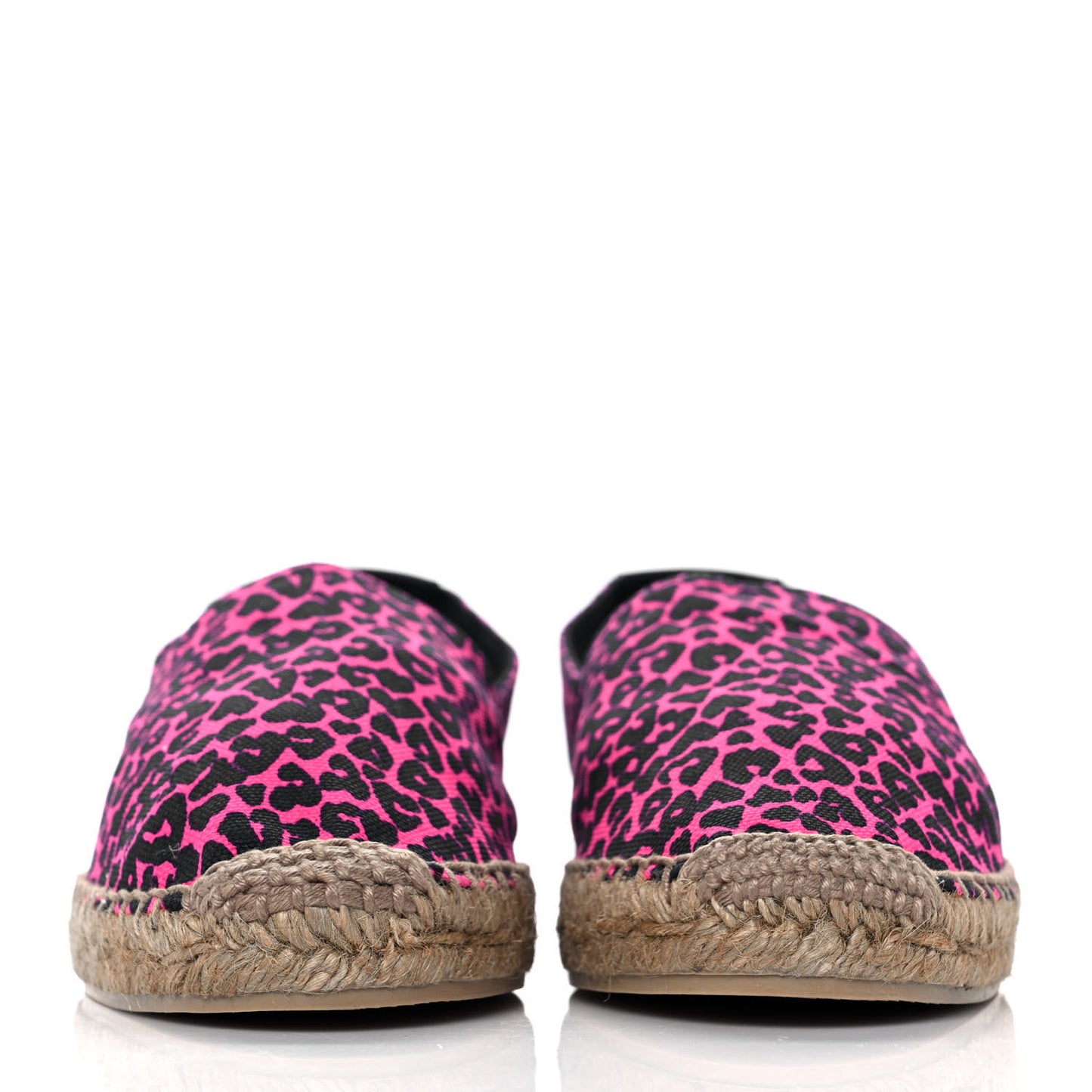 Canvas Leopard Print Espadrilles 41 Fushia Black