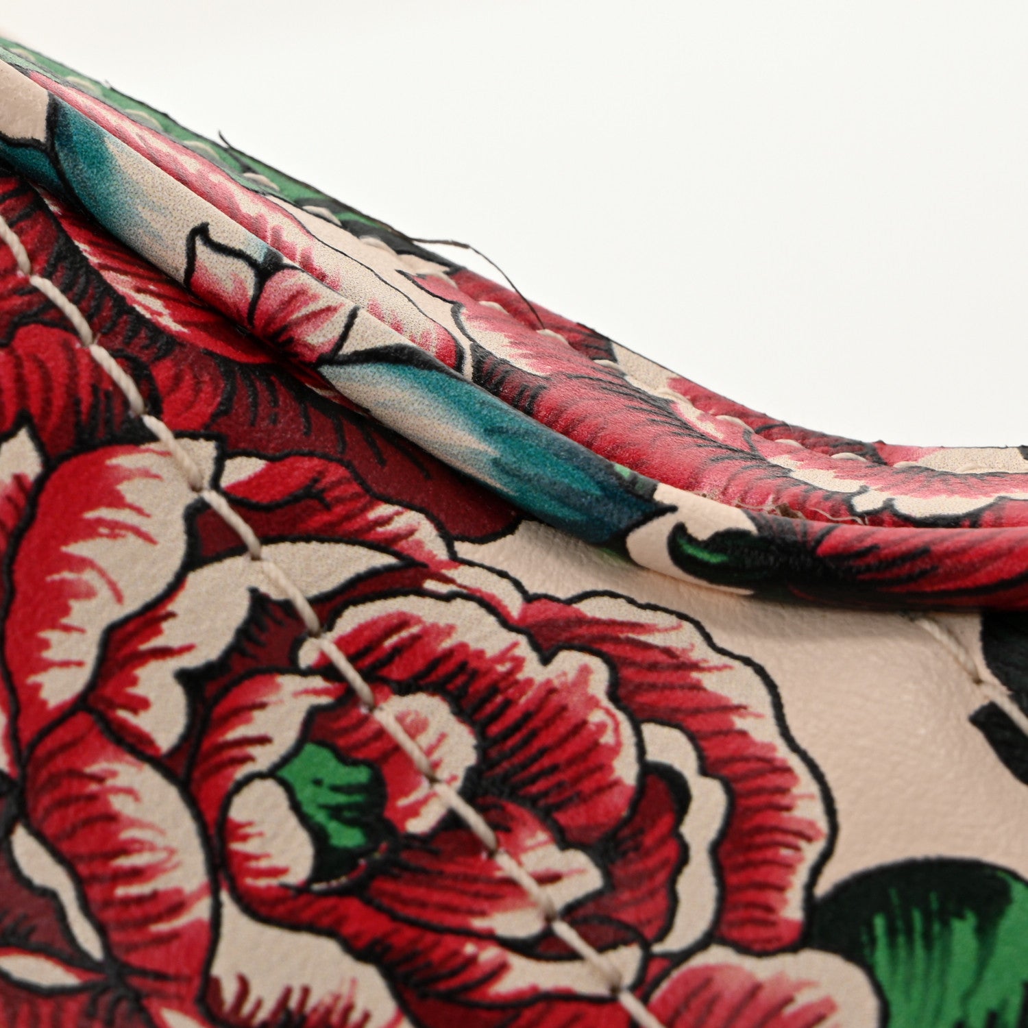 Gucci Calfskin Brit Roses Print Matelasse Diagonal Mini Interlocking G Heart Shoulder Bag Multicolor 12 of 12