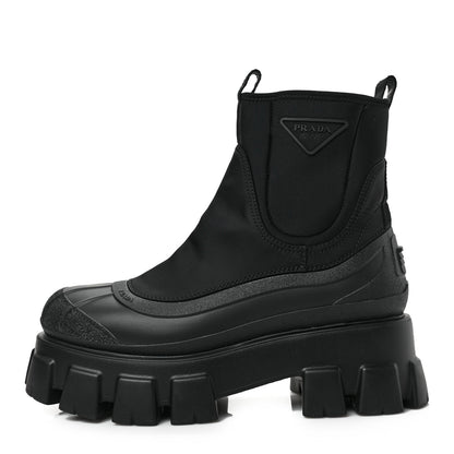 Prada Re-Nylon Gabardine Rubber Triangle Logo Womens Monolith 55mm Ankle Boots 40.5 Black 1 of 7