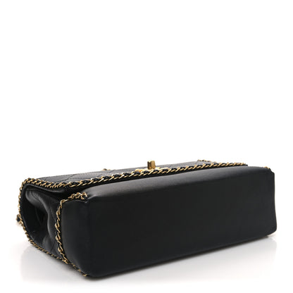 Chanel Calfskin Stitched Chain Flap Black 4 of 10