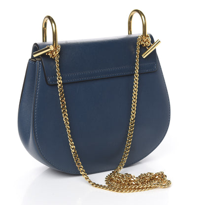 Chloe Suede Smooth Calfskin Mini Drew Shoulder Bag Majolica Blue 3 of 12