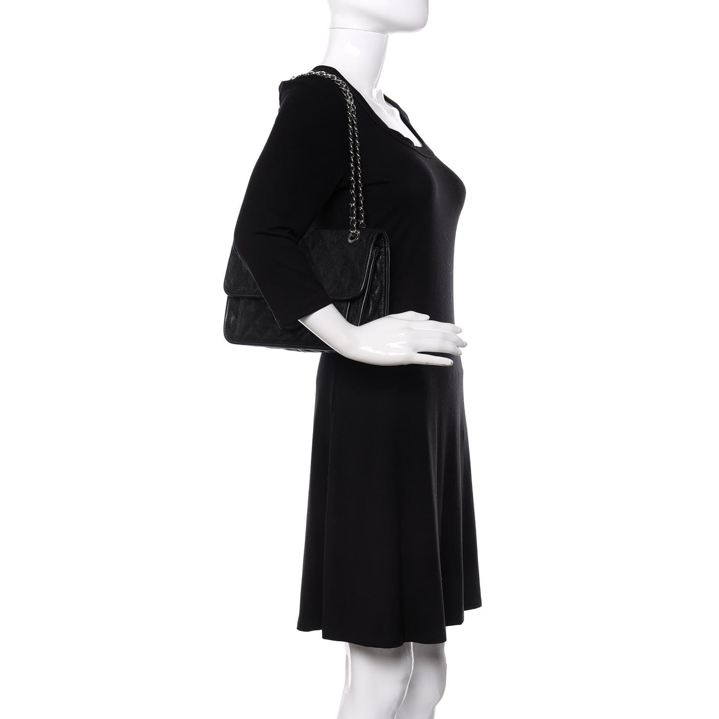 Caviar Quilted Medium French Riviera Flap Black