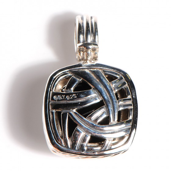 David Yurman Sterling Silver Pave Diamond 14mm Black Onyx Albion Enhancer Pendant 3 of 12