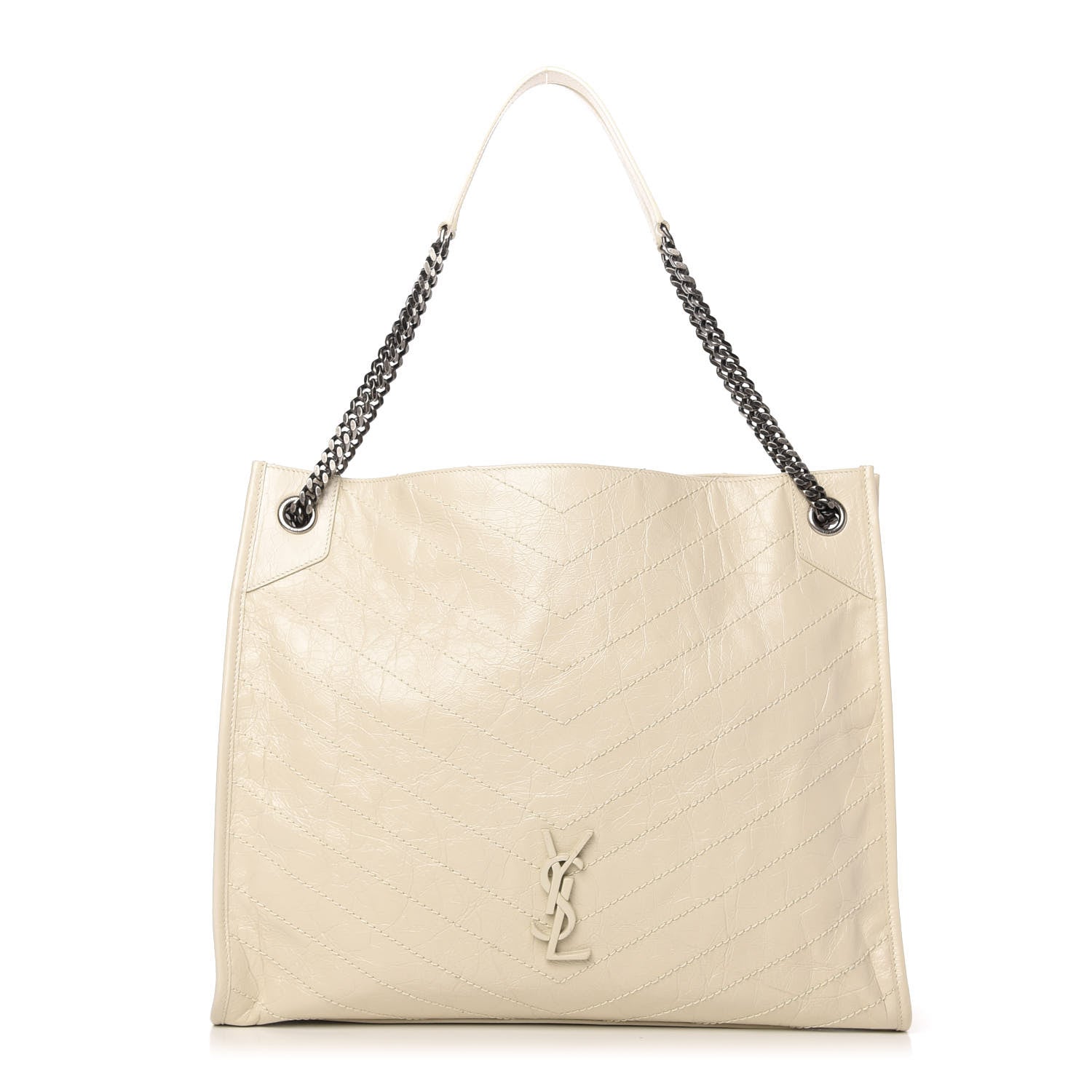 Saint Laurent Crinkled Calfskin Matelasse Monogram Niki Shopper Tote Crema Soft 1 of 10
