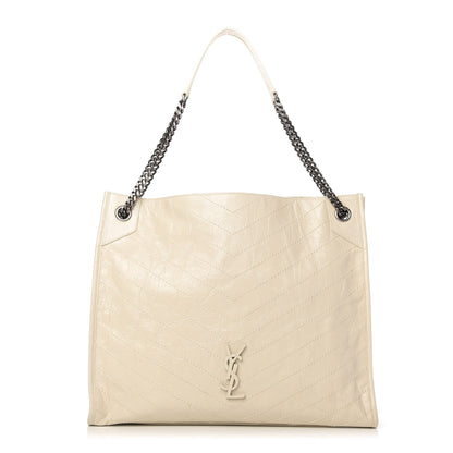 Saint Laurent Crinkled Calfskin Matelasse Monogram Niki Shopper Tote Crema Soft 1 of 10