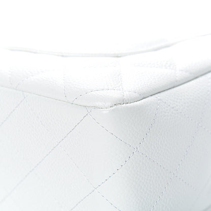 Chanel Caviar Quilted Jumbo Single Flap White 10 of 12