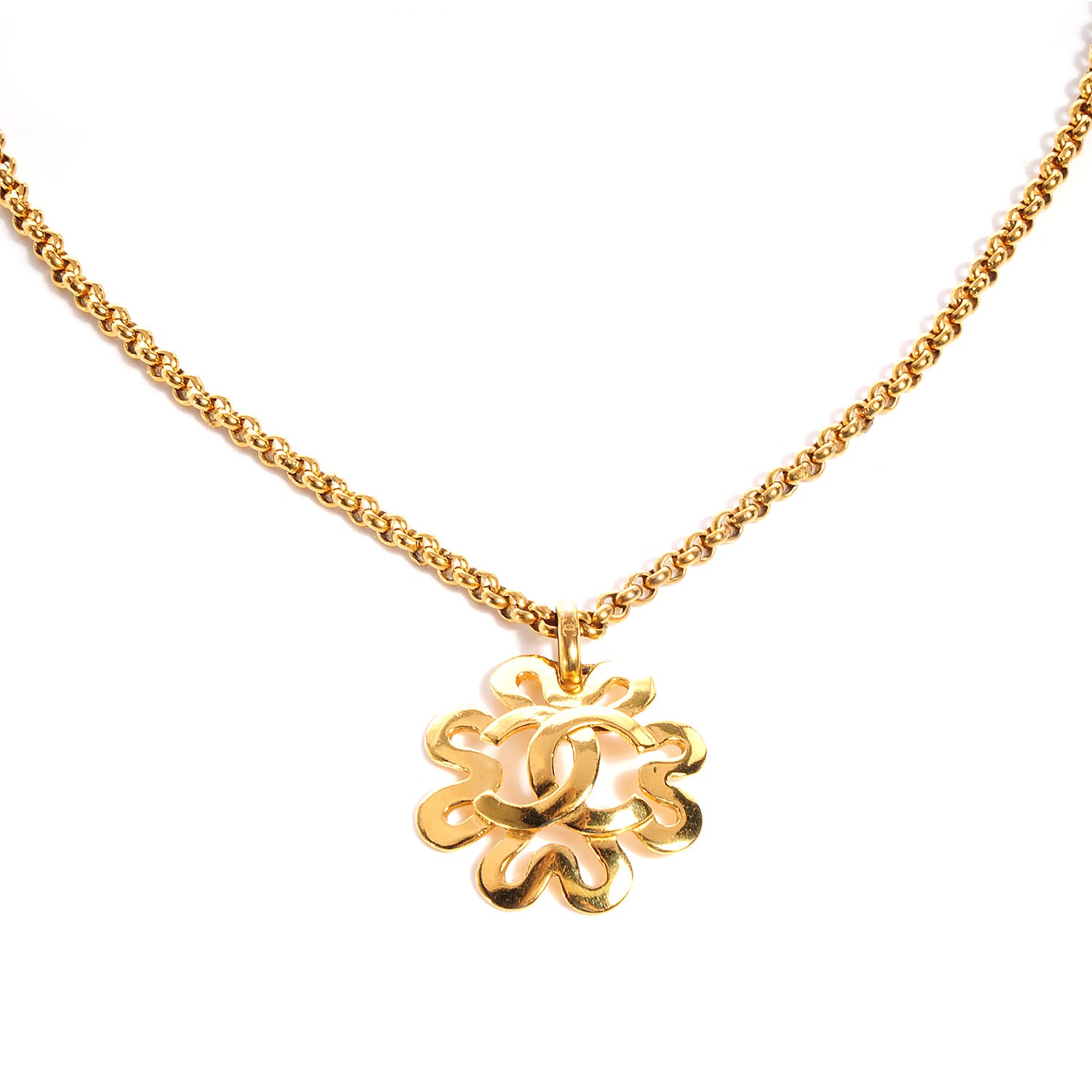 Chanel CC Chain Pendant Long Necklace Gold 1 of 6