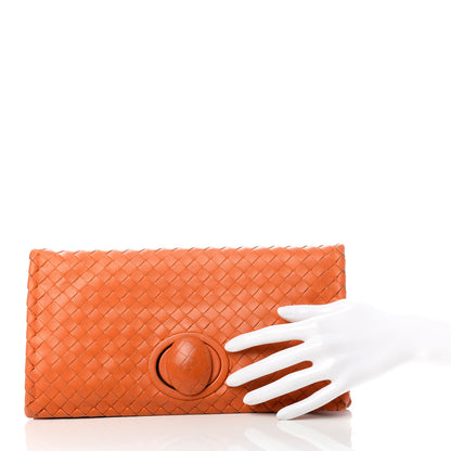 Bottega Veneta Nappa Intrecciato Turnlock Clutch Tangerine 2 of 11