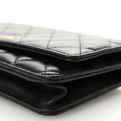 Chanel Lambskin Quilted Wallet On Chain WOC Black 11 of 12
