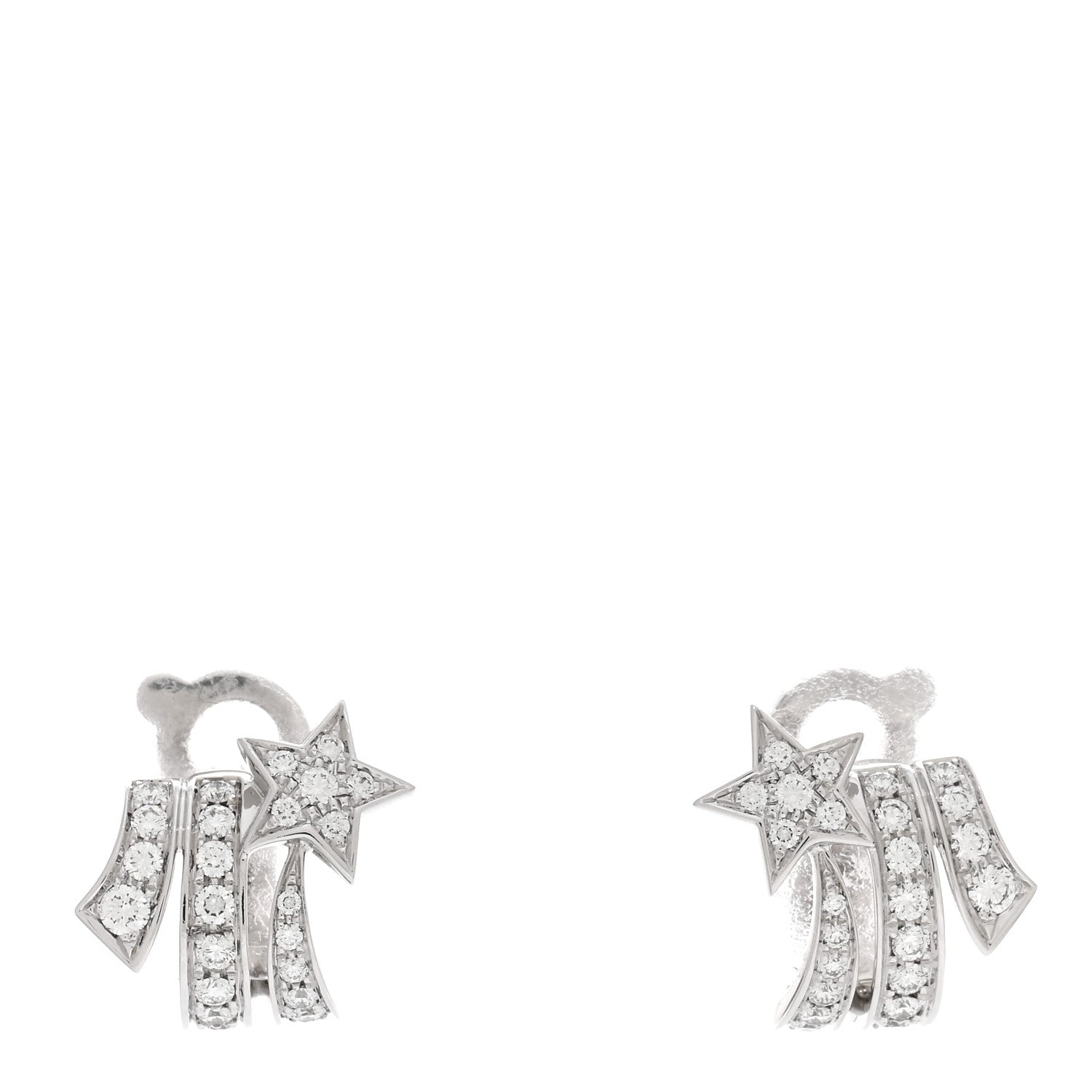 Chanel 18K White Gold Diamond Etoile Filante Earrings 1 of 5