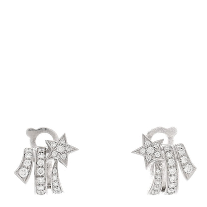 Chanel 18K White Gold Diamond Etoile Filante Earrings 1 of 5