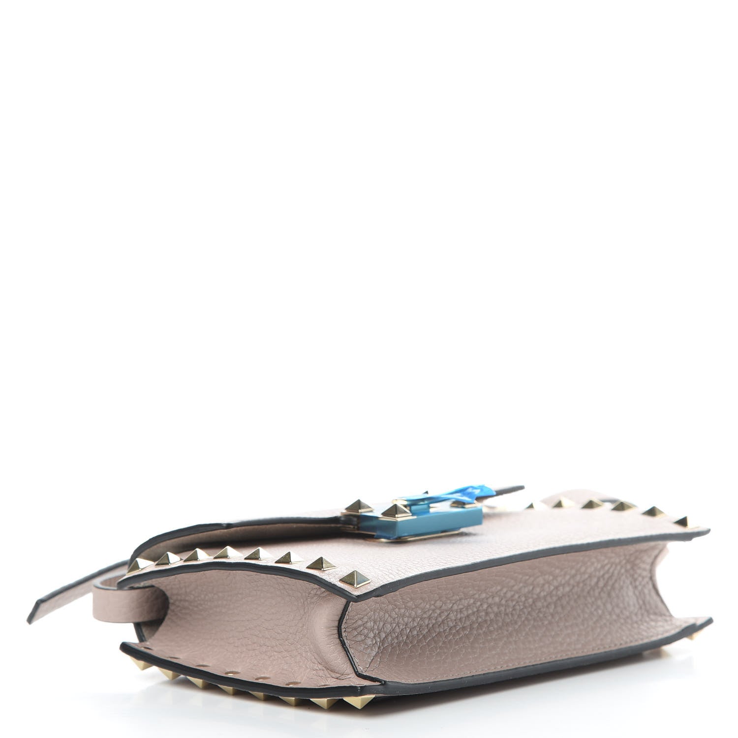 Valentino Garavani Pebbled Calfskin Small Rockstud Overlay Flap Shoulder Bag Poudre 4 of 12