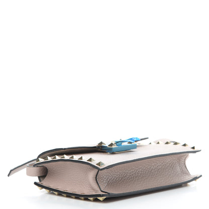 Valentino Garavani Pebbled Calfskin Small Rockstud Overlay Flap Shoulder Bag Poudre 4 of 12