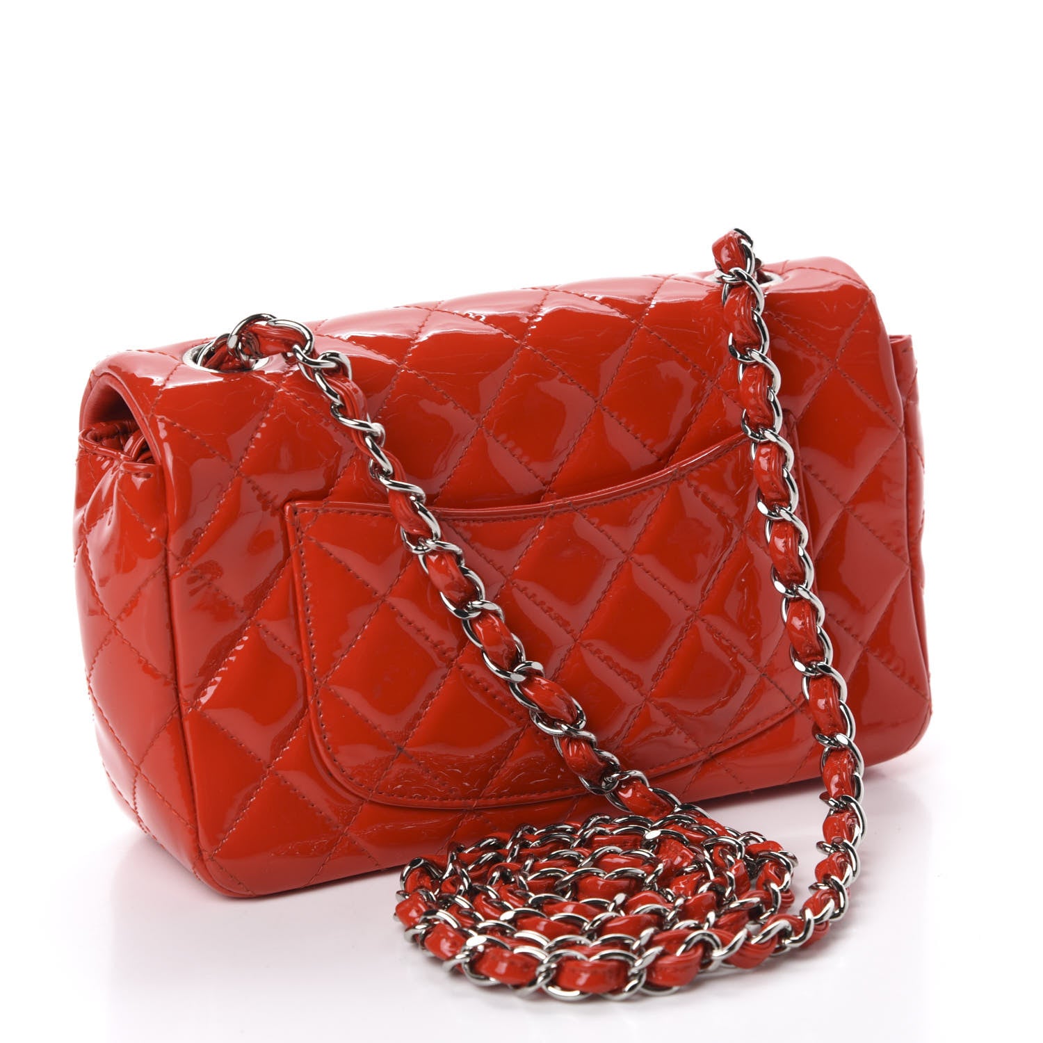 Chanel Patent Calfskin Quilted Mini Rectangular Flap Red 3 of 10