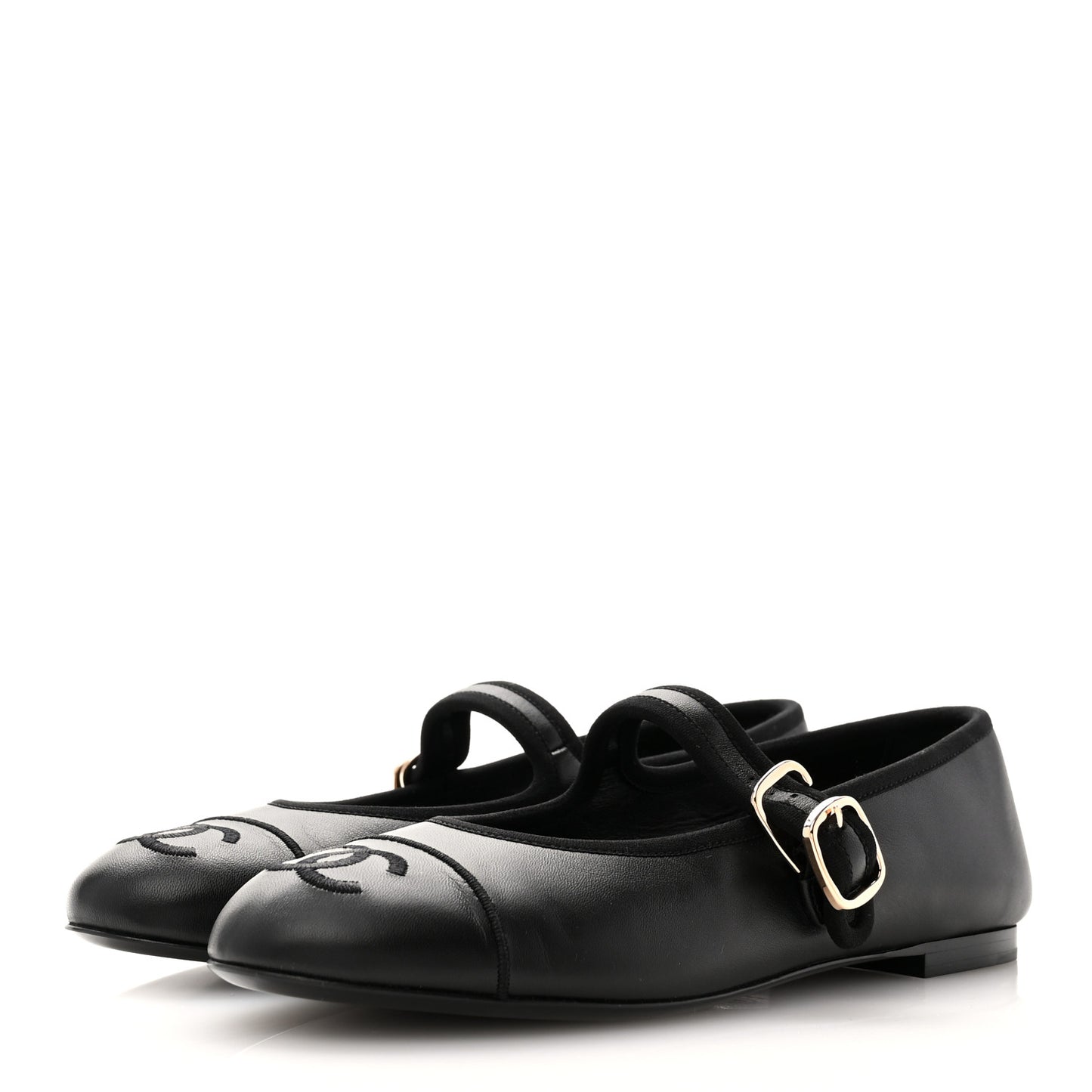 Lambskin Mary Jane Flats 37 Black