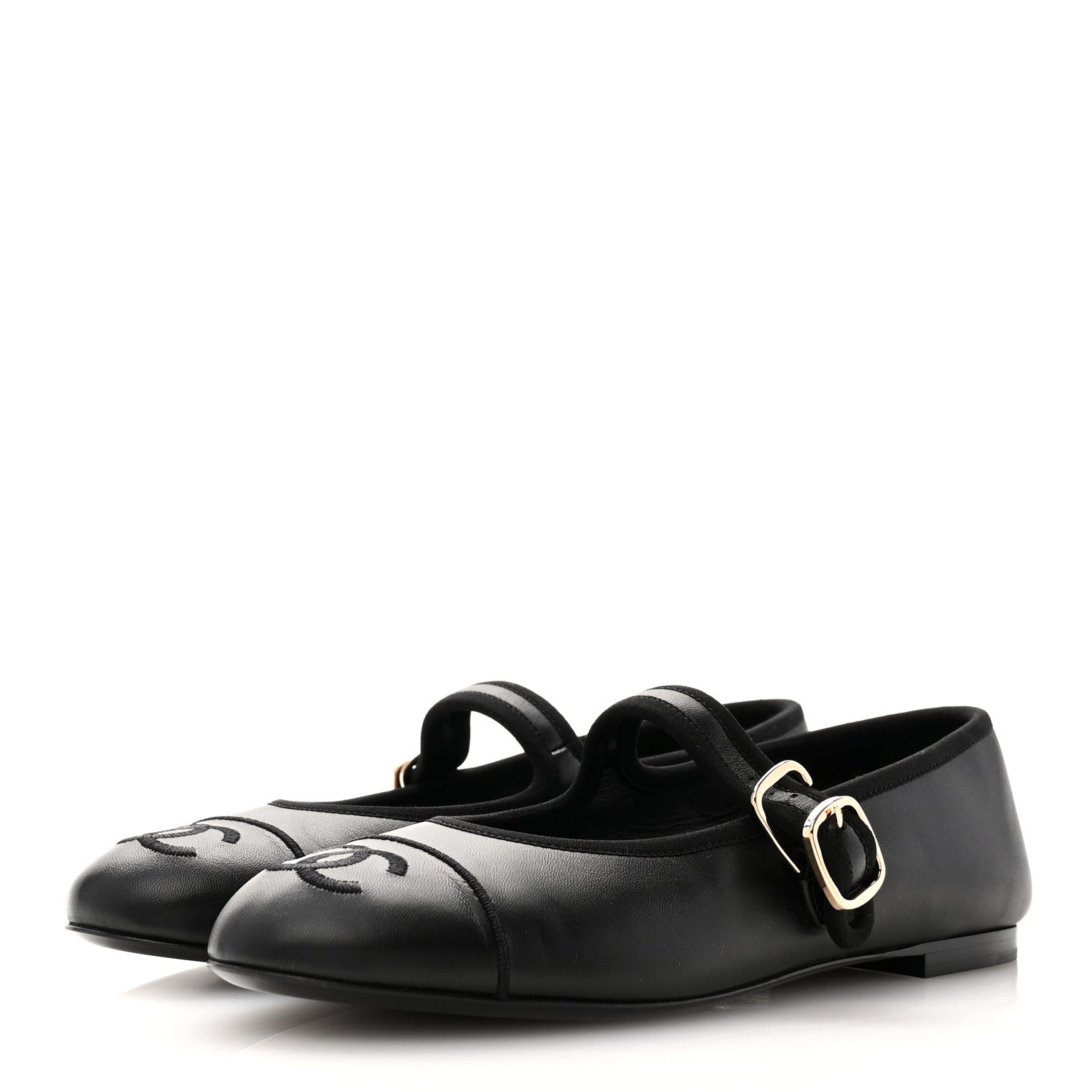 Chanel Lambskin Mary Jane Flats 37 Black 3 of 9