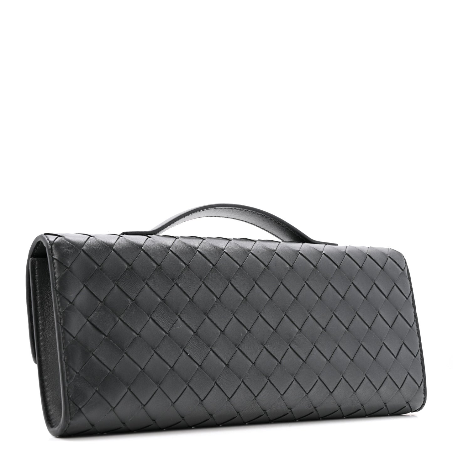Nappa Intrecciato Enamel Long Andiamo Top Handle Daisy Clutch Ardoise