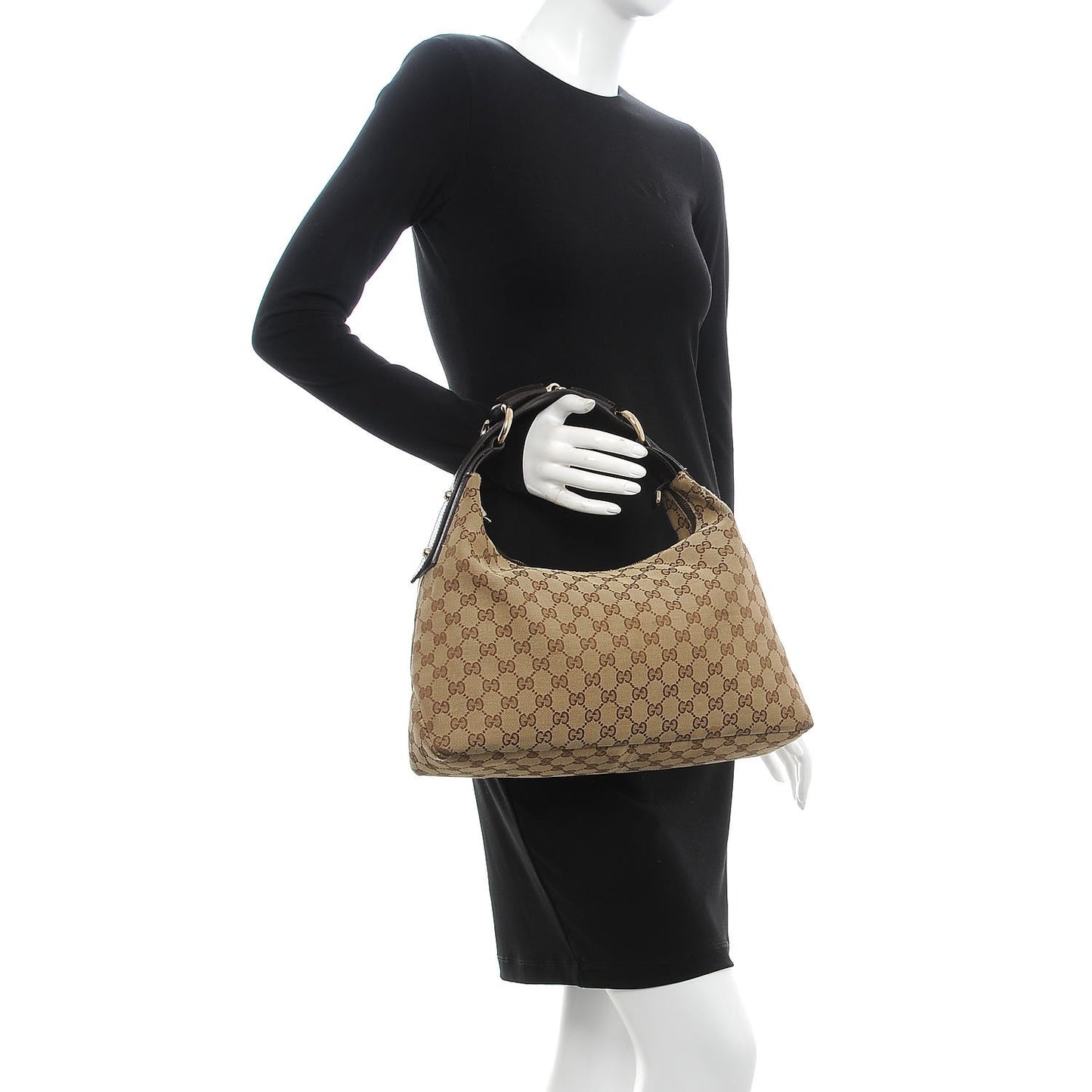 Monogram Medium Horsebit Chain Hobo Dark Brown