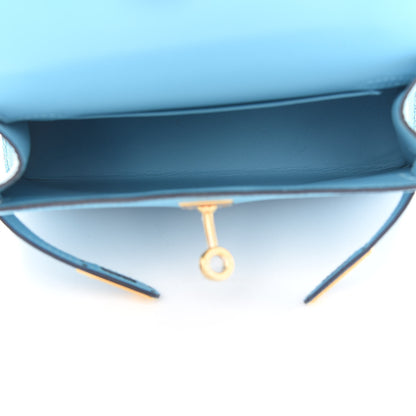 Hermes Epsom Mini Kelly Sellier 20 Bleu Du Nord 4 of 9