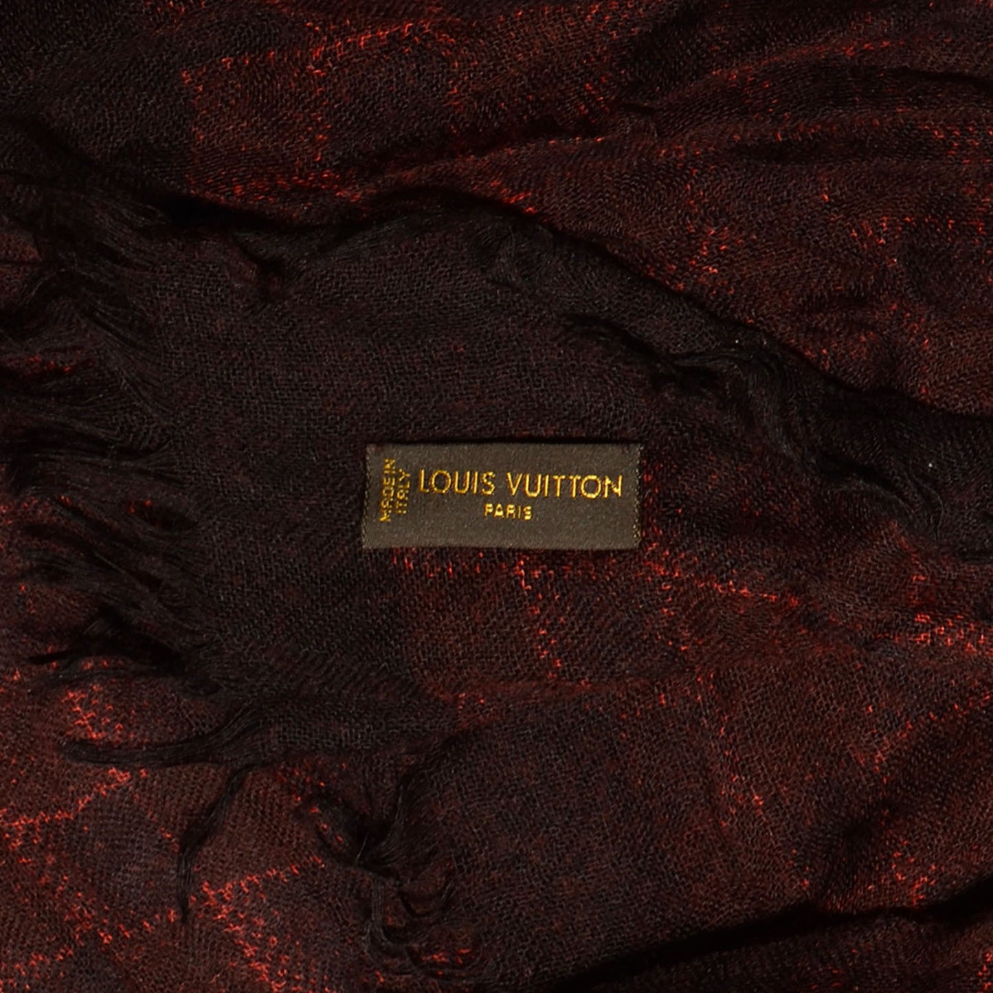 Cashmere Silk Etole Stole Damier Rouge