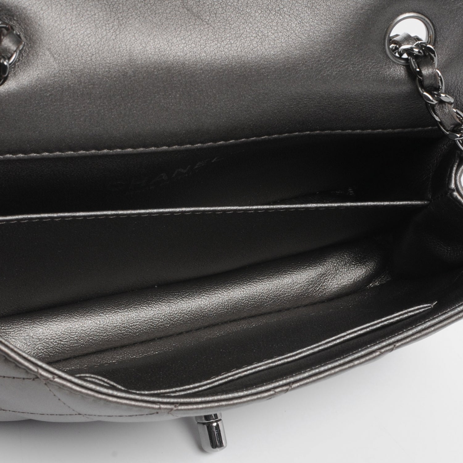 Chanel Lambskin Quilted Extra Mini Flap Dark Silver 6 of 8